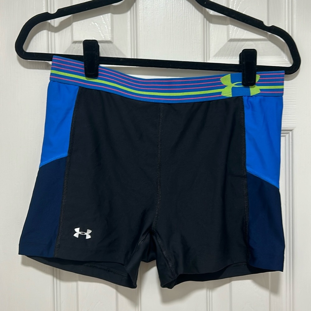 Under Armour. Black & Blue. Spandex shorts. Medium.